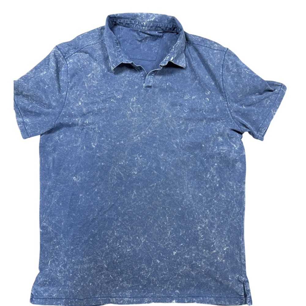John Varvatos Acid Wash Polo Shirt Mens Large Blue Grunge Designer